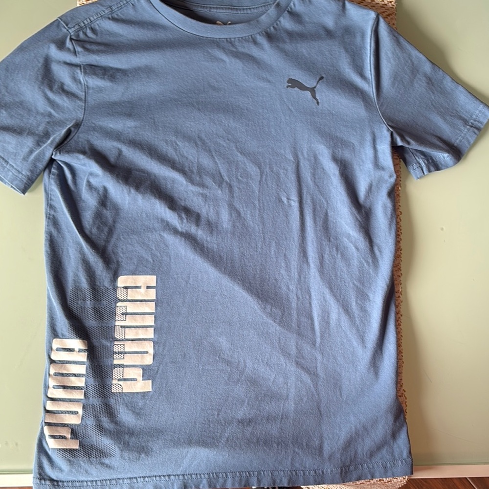 Puma Men's Short Sleeve Tee in Blue and White